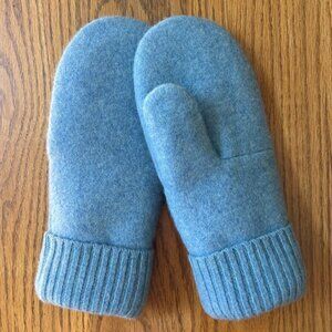 Soft Blue 100% Felted Wool Mittens Handcrafted from Repurposed Sweater